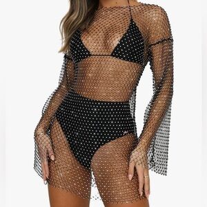 Mini Diamond-studded Fishnet Dress Size S/M